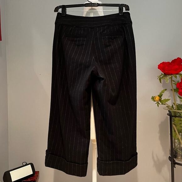 NEW Ann Taylor Pinstriped Wide Leg Cropped Cuffed Career Capri Suit Trousers 4P - Picture 3 of 13